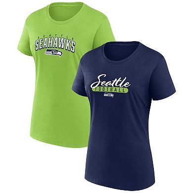 Women's Fanatics Branded  Navy/Neon Green Seattle Seahawks Fan T-Shirt Combo Set