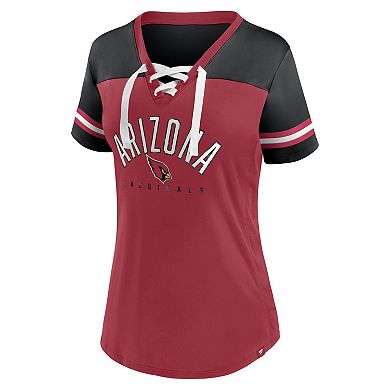 Women's Fanatics Branded Cardinal/Black Arizona Cardinals Blitz & Glam Lace-Up V-Neck Jersey T-Shirt