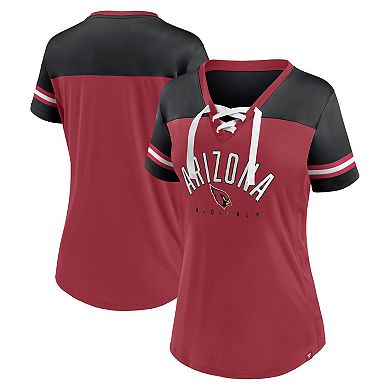 Women's Fanatics Branded Cardinal/Black Arizona Cardinals Blitz & Glam Lace-Up V-Neck Jersey T-Shirt