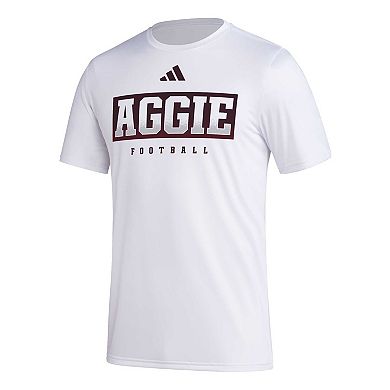Men's adidas White Texas A&M Aggies Football Practice AEROREADY Pregame T-Shirt