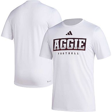 Men's adidas White Texas A&M Aggies Football Practice AEROREADY Pregame T-Shirt