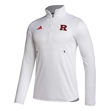 Men's adidas White Rutgers Scarlet Knights 2023 Sideline AEROREADY Half-Zip Top