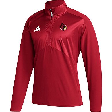 Men's adidas Red Louisville Cardinals Sideline AEROREADY Raglan Sleeve Quarter-Zip Jacket