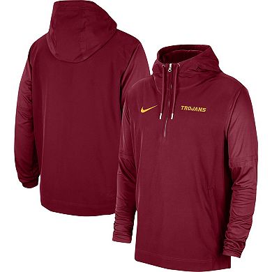 Men's Nike Cardinal USC Trojans 2023 Coach Half-Zip Hooded Jacket