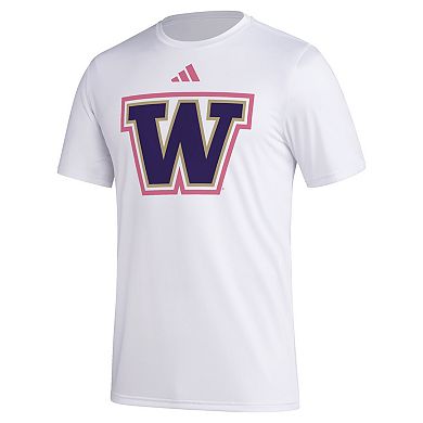 Men's adidas White Washington Huskies Pregame AEROREADY T-Shirt