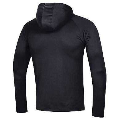 Men's Under Armour Black Maryland Terrapins 2023 Sideline Tech Hooded Raglan Long Sleeve T-Shirt