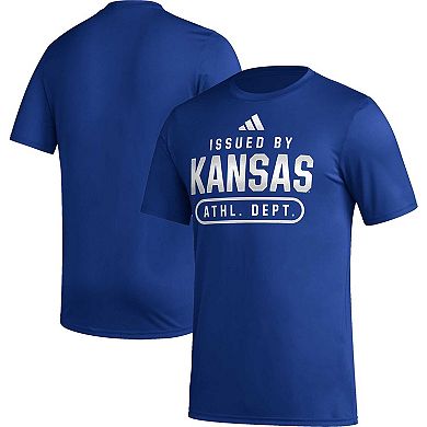 Men's adidas Royal Kansas Jayhawks Sideline AEROREADY Pregame T-Shirt