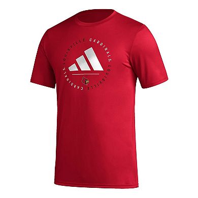 Men's adidas Red Louisville Cardinals Stripe Up Pregame T-Shirt