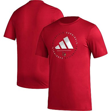 Men's adidas Red Louisville Cardinals Stripe Up Pregame T-Shirt