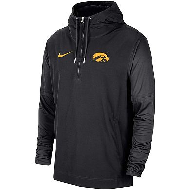 Men's Nike Black Iowa Hawkeyes 2023 Coach Half-Zip Hooded Jacket