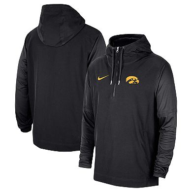Men's Nike Black Iowa Hawkeyes 2023 Coach Half-Zip Hooded Jacket