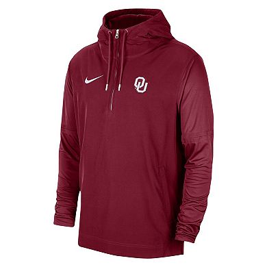 Men's Nike Crimson Oklahoma Sooners 2023 Coach Half-Zip Hooded Jacket