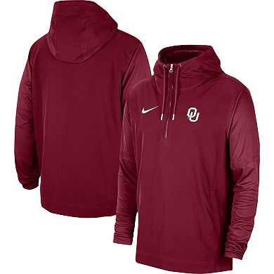 Men's Nike Crimson Oklahoma Sooners 2023 Coach Half-Zip Hooded Jacket