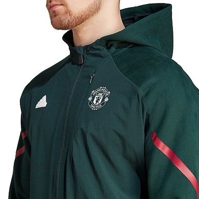 Men's adidas Green Manchester United Designed for Gameday Raglan Full-Zip Hoodie Jacket