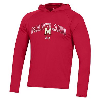 Men's Under Armour Red Maryland Terrapins 2023 Sideline Tech Hooded Raglan Long Sleeve T-Shirt