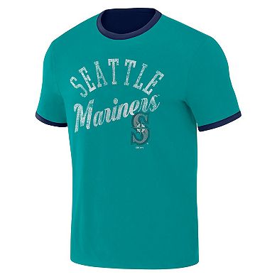 Men's Darius Rucker Collection by Fanatics Navy/Aqua Seattle Mariners Two-Way Ringer Reversible T-Shirt