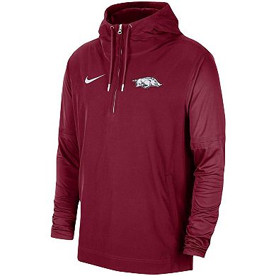 Men's Nike Cardinal Arkansas Razorbacks 2023 Coach Half-Zip Hooded Jacket