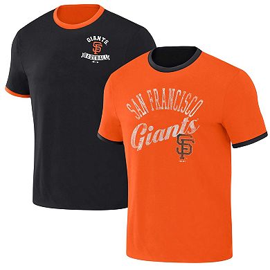 Men's Darius Rucker Collection by Fanatics Black/Orange San Francisco Giants Two-Way Ringer Reversible T-Shirt