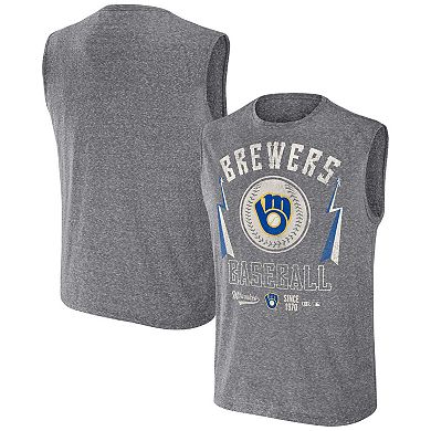 Men's Darius Rucker Collection by Fanatics Charcoal Milwaukee Brewers Muscle Tank Top