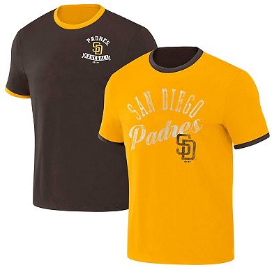 Men's Darius Rucker Collection by Fanatics Brown/Gold San Diego Padres Two-Way Ringer Reversible T-Shirt