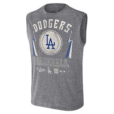 Men's Darius Rucker Collection by Fanatics Charcoal Los Angeles Dodgers Muscle Tank Top