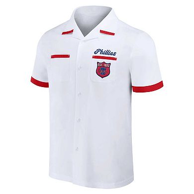 Men's Darius Rucker Collection by Fanatics  White Philadelphia Phillies Bowling Button-Up Shirt