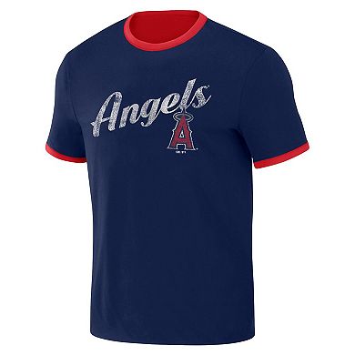Men's Darius Rucker Collection by Fanatics Red/Navy Los Angeles Angels Two-Way Ringer Reversible T-Shirt