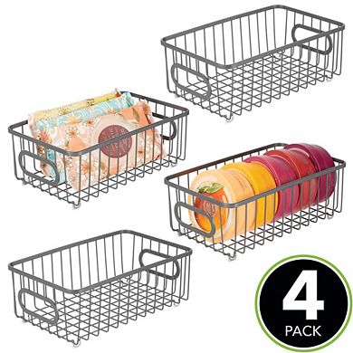 mDesign Gia Small Metal Bathroom Storage Organizer Basket, 4 Pack