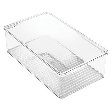 mDesign 12.71" x 3.7" x 3.7" Plastic Bathroom Vanity Storage Organizer Bin Box with Hinged Lid