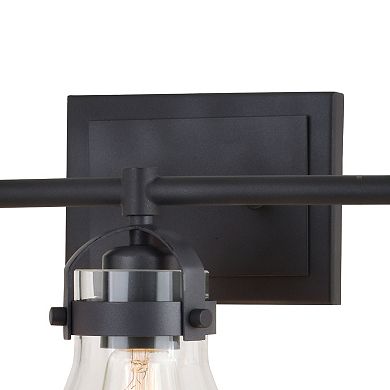 Mason Farmhouse Black Bathroom Vanity Wall Light Fixture Clear Glass