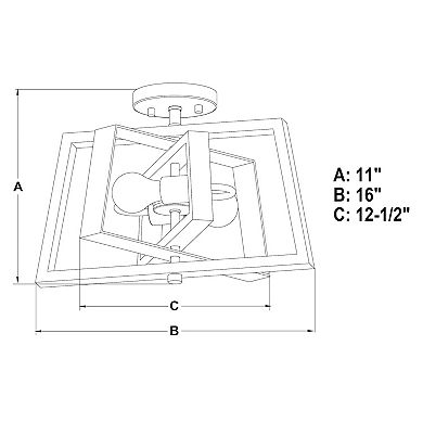 Dunning 16-in W Brass and Chestnut MCM Transitional Semi Flush Mount Ceiling Light