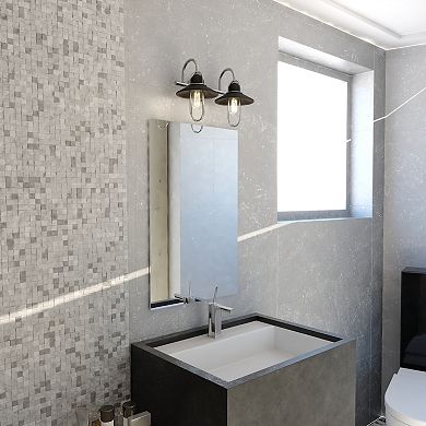Galena Matte Black and Satin Nickel Coastal Bathroom Vanity Wall Light Fixture