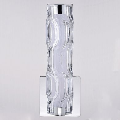 Marseille 1 Light LED Bathroom Vanity Wall Sconce Fixture Clear Wave Glass
