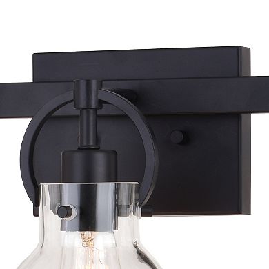 Ogden Contemporary Black Bathroom Vanity Wall Light Fixture Clear Glass