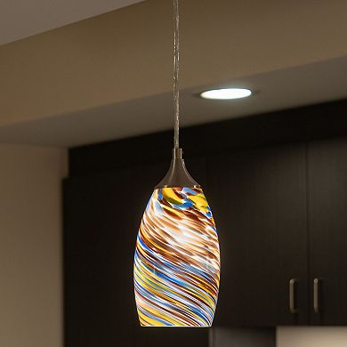 Milano Mini Pendant Ceiling Light Fixture Multi Color Swirl Art Glass