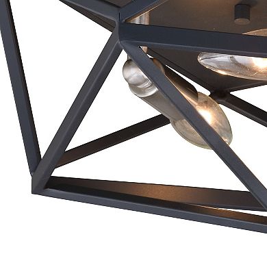 Hailey 15-in W Black Nickel Industrial Cage Flush Mount Ceiling Light Fixture
