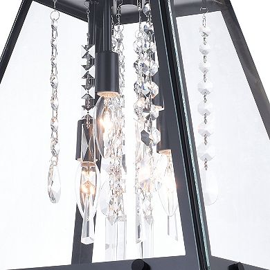 Tremont Crystal Black Industrical Glas Pendant Lantern Light Fixture Clear Glass