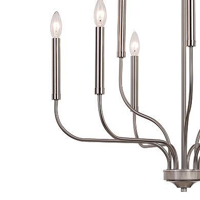 Harris 9 Light Candelabra Satin Nickel Candle Chandelier