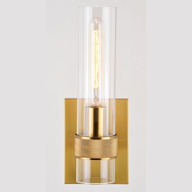 Bari 1 Light Contemporary Wall Sconce with Clear Cylinder Glass