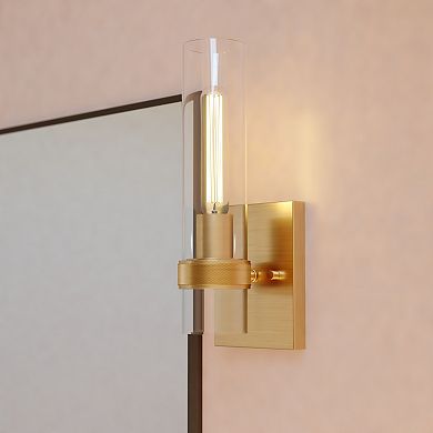 Bari 1 Light Contemporary Wall Sconce with Clear Cylinder Glass