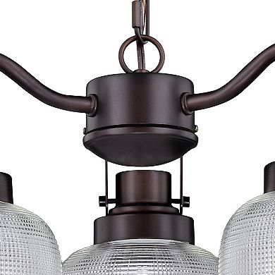 Roland 3 Light Oil Rubbed Bronze Industrial Mini Chandelier Clear Prism Glass Shades