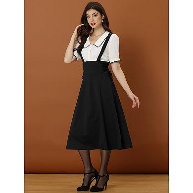 Brace Skirts For Women's High Waisted Lace Up Midi Suspender Skirt