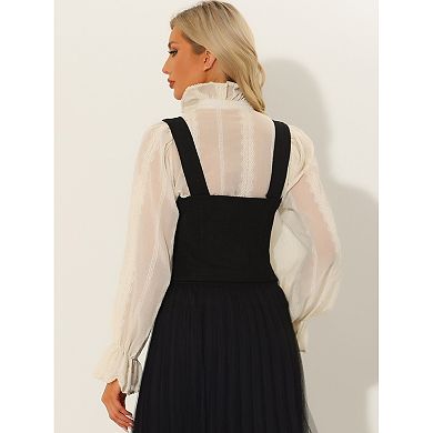 Renaissance Corset For Women's Faux Suede Vintage Sleeveless Lace Up Waistcoat Vests