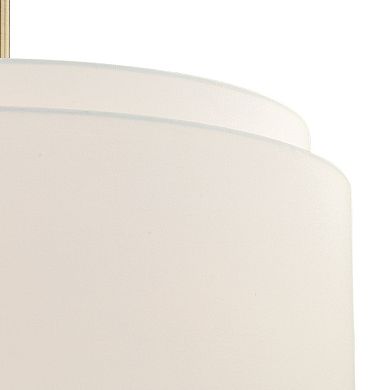 Burnaby 4 Light Mid-Century Modern Drum Pendant Fixture with White Linen Fabric Shade