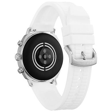 Citizen CZ Smart Touchscreen Unisex Stainless Steel Smart Watch with White Silicone Strap - MX100-28X