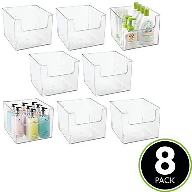 mDesign 10" x 10" x 7.75" Plastic Bathroom Storage Organizer Bin with Open Front - 8 Pack