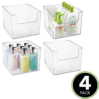 mDesign 10" x 10" x 7.75" Plastic Bathroom Storage Organizer Bin with Open Front - 4 Pack