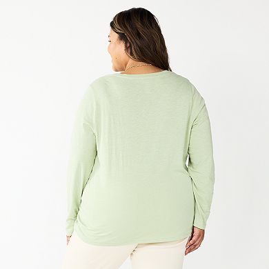 Plus Size Sonoma Goods For Life® Favorite Long Sleeve V-Neck Tee