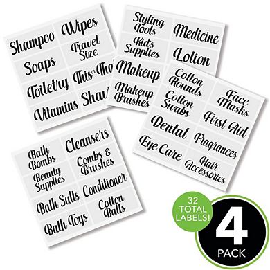 mDesign Labels for Bathroom Storage/Organizing, Includes 32 Labels
