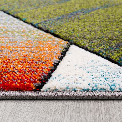 Colorful Area Rug With Modern Geometric Shapes in Multicolor
